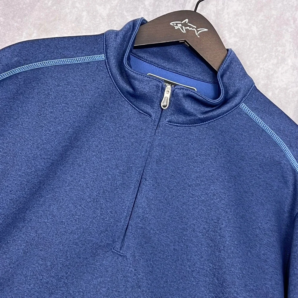 Pebble Beach Pullover Mens Large Blue Excellent Performance Quarter Zip Heather